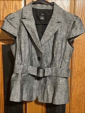 Ann Taylor Gray Sleeveless Belted Blazer/Vest